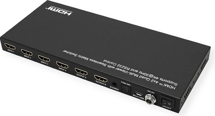 Switch HDMI Matrix VALUE 14.99.3592, 4x2, 4K 30Hz, me telekomandë, i zi