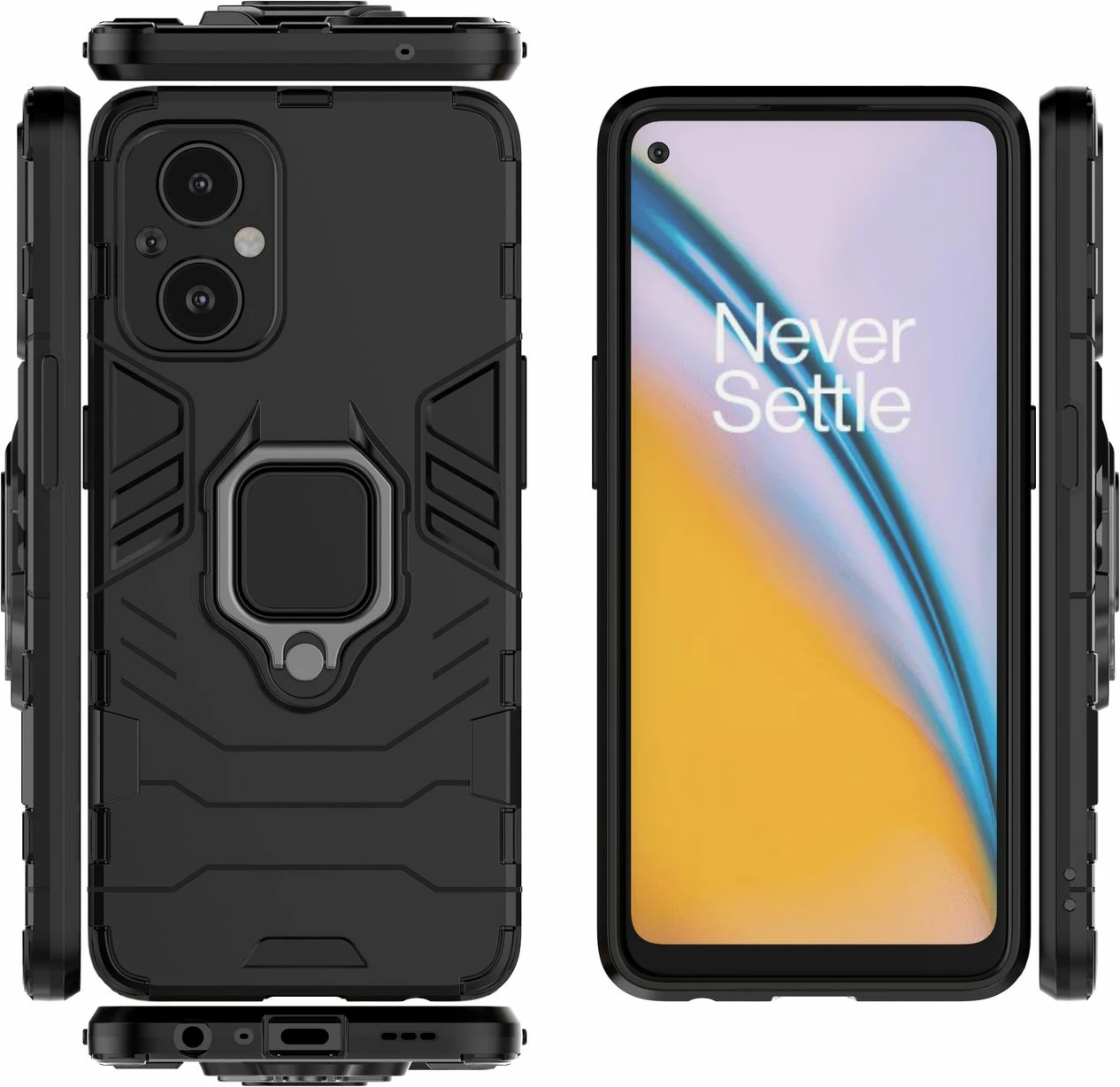 Mbështjellës Hurtel Ring Armor për OnePlus Nord N20 5G, i zi