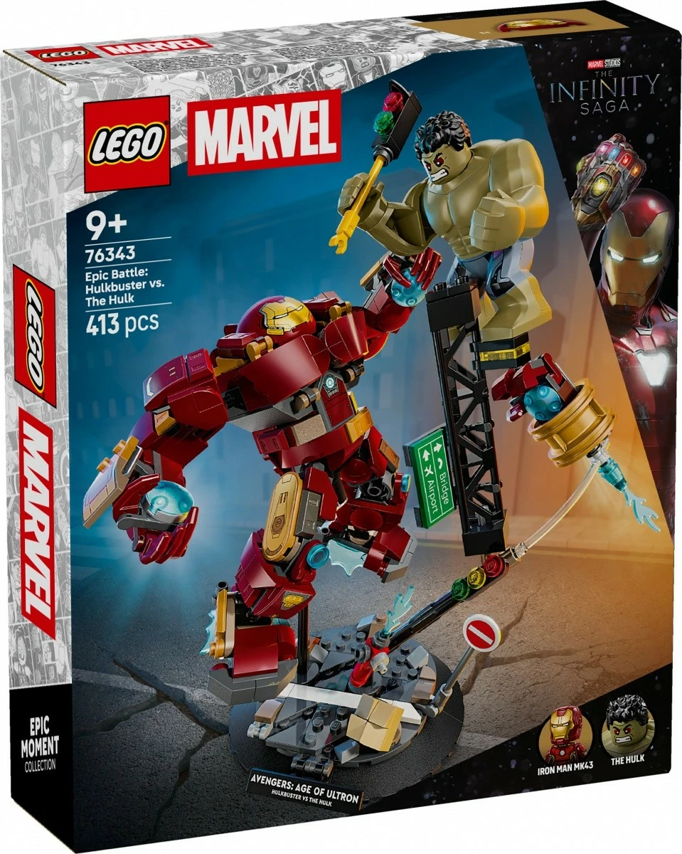 Set ndërtimi LEGO 76343 Marvel Super Heroes Epic Battle: Hulkbuster vs Hulk, 413 pjesë, 9+ vjeç