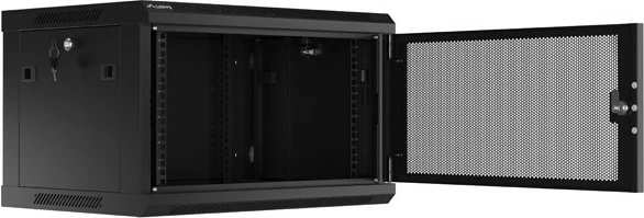 Kabinet muri për server Lanberg WF01-6406-23B, 6U, 19 inç, 600x450 mm, derë e përshkuar, e zezë, flat pack
