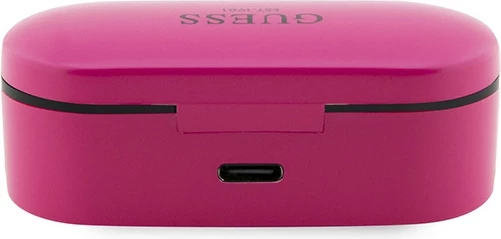 Kufje TWS Guess GUTWST31EM me Bluetooth 5.0, stacion karikimi 400mAh, Magenta