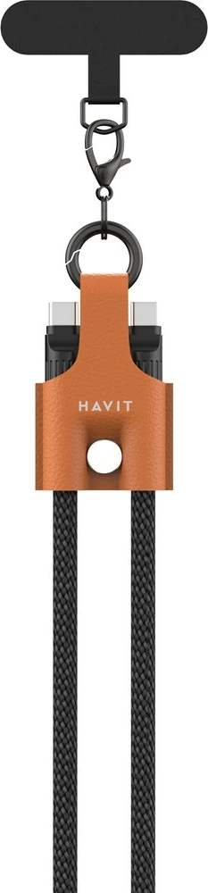 Kabllo karikimi USB C në USB C Havit CB6344, 1.2m, e zezë/kafe