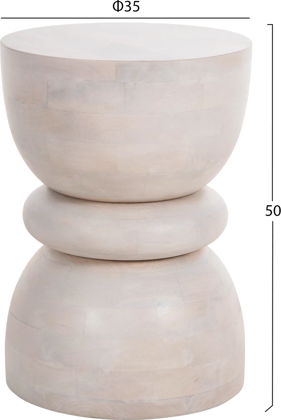 Karrige e rrumbullakët, dru mango, ngjyrë e bardhë, Φ35x51H cm