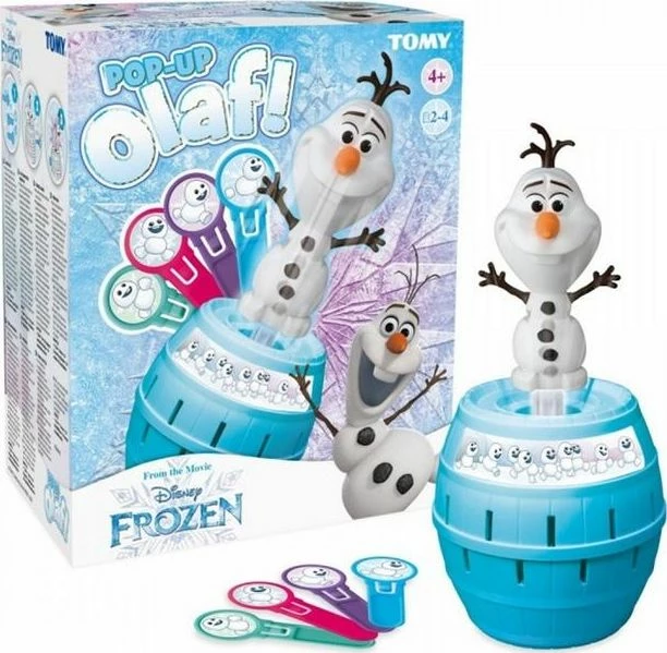 Lojë arcade Tomy Pop Up Olaf, 2-4 lojtarë, 4+ vjeç, set me fuçi dhe shkopinj, blu