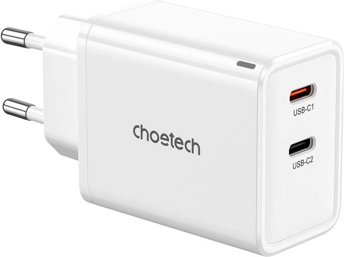 Karikues rrjeti Choetech PD6013, 2x USB-C, 65W, i bardhë