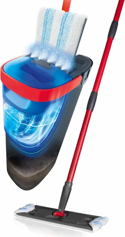 Mop i sheshtë Vileda H2prO me kovë, mikrofibër, shtrydhëse, shufër teleskopike, i zi