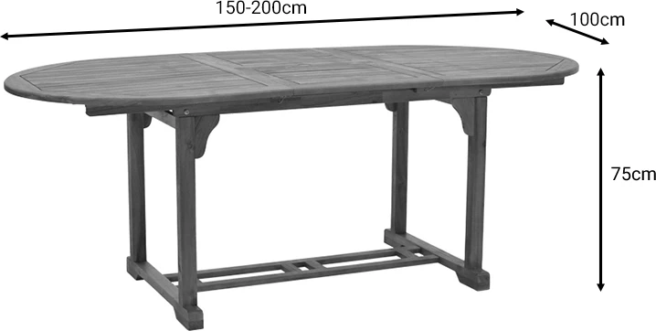 Tavolinë me karrige Zerco-Sopho set prej 5 copash dru akacie natyrale 200/150x100x75cm