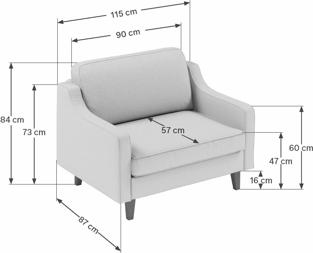 Divan Robin, 1 vend, ngjyrë e kuqe qeramike, këmbë druri arre