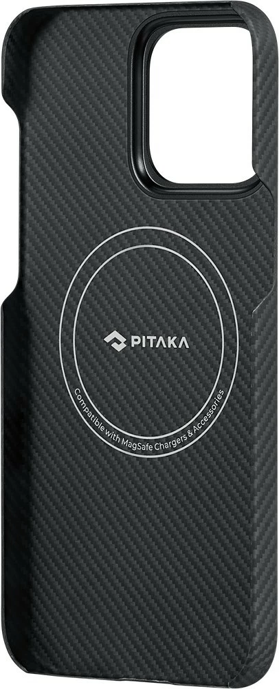 Mbështjellës Pitaka MagEZ Case 4 për iPhone 15 Pro, MagSafe, aramid fiber ultra i hollë 0.95mm, Rhapsody zi/gri me shirit shumëngjyrësh 8