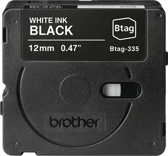 Shirit etikete Brother Btag-335, 12mm x 4m, për P-touch PT-N10/PT-N20/PT-N25BT, e bardhë në të zezë