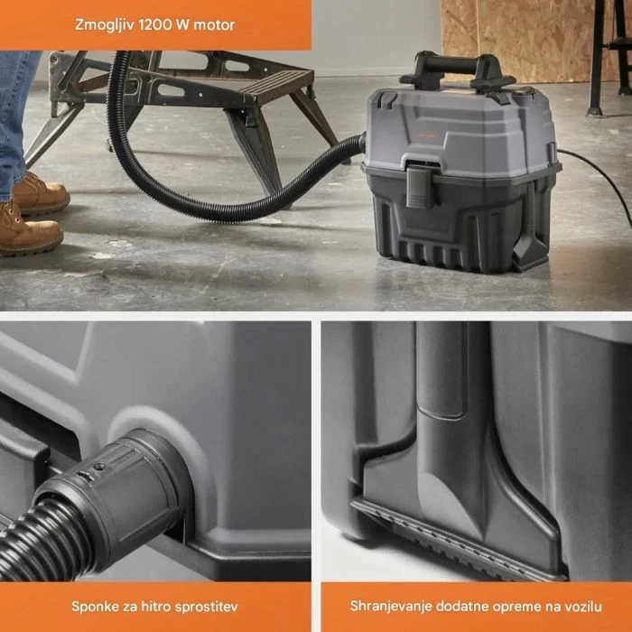 Fshesë me korrent VONHAUS 3500391 për të lagësht dhe të thatë, 1200 W, rezervuar 15 L, funksion fryrje, gri/zezë