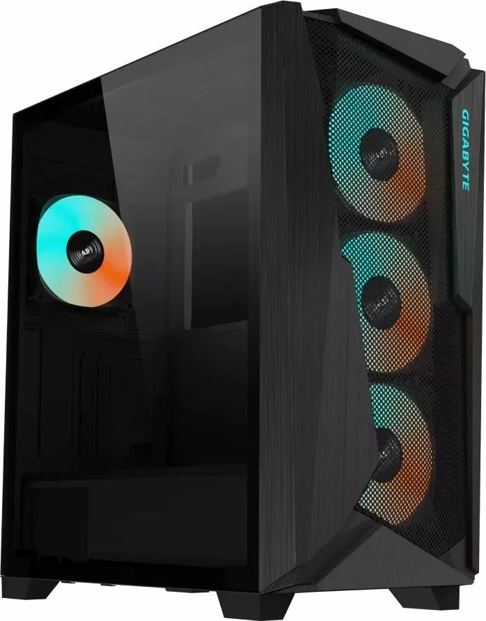 Kasë Gigabyte C301 Glass GB-C301G Midi Tower ATX/e-ATX me xham të temperuar, ARGB hub, USB Type-C, e zezë