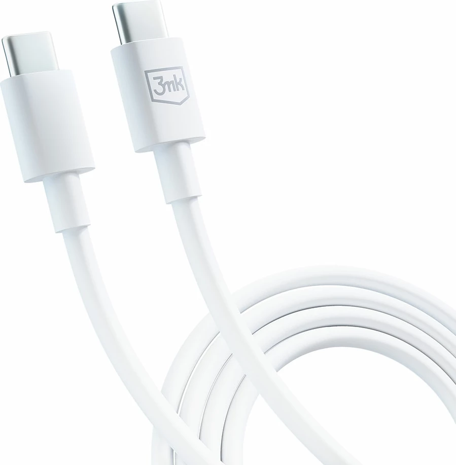 Kabllo USB-C në USB-C 3mk Hyper Cable, 1.2m, 100W, Bardhë