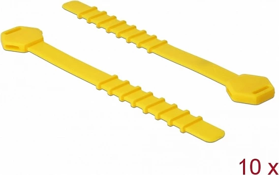 Lidhëse kabllosh silikoni DeLOCK 120mm, të ripërdorshme, 10 copë, e verdhë