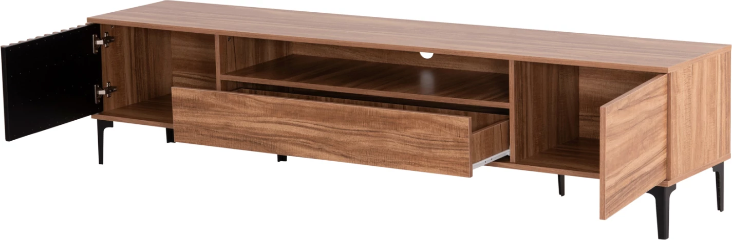 Mobilje TV, seri HARRY, FH18008.01, ngjyrë druri natyral dhe e zezë, 200x40x47,5 cm.