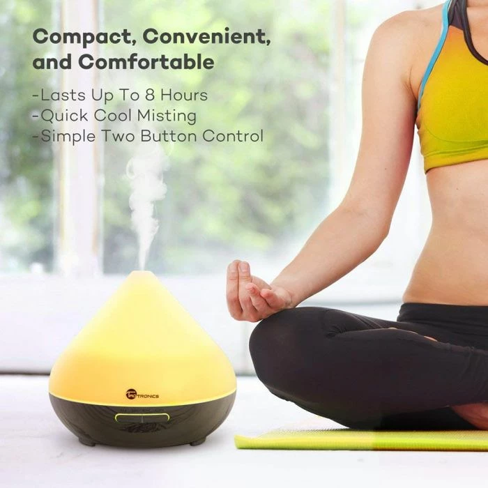 Diffuzer vajrash esencial ultrasonik TaoTronics TT-AD002 300ml 13W, kafe