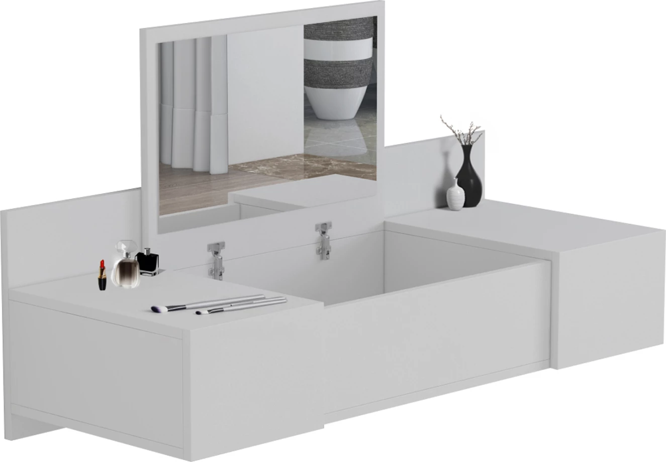 Tavolinë për grim e varur në mur LINDE, 100x39x33H cm, melaminë, e bardhë,