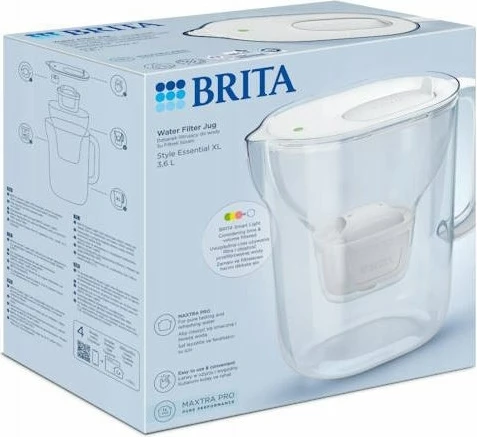Jug filtruese uji Brita Style XL 3.6 L (2.3 L ujë i filtrum), LED indikator, me 1 filtër MAXTRA PRO Pure Performance (MX Pro), e bardhë