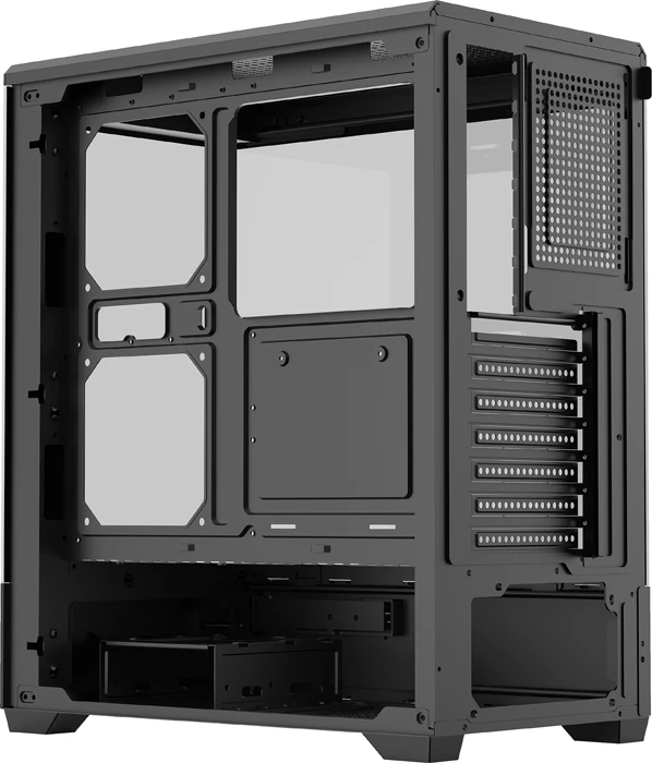 Kasë DarkFlash C365 mini tower, tempered glass 270°, pa ventilatorë, e zezë
