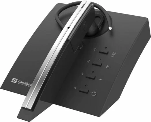 Kufje Bluetooth me mikrofon Sandberg Wireless Earset Business Pro 126-25, 60h, me stacion karikimi, zezë/argjend, set