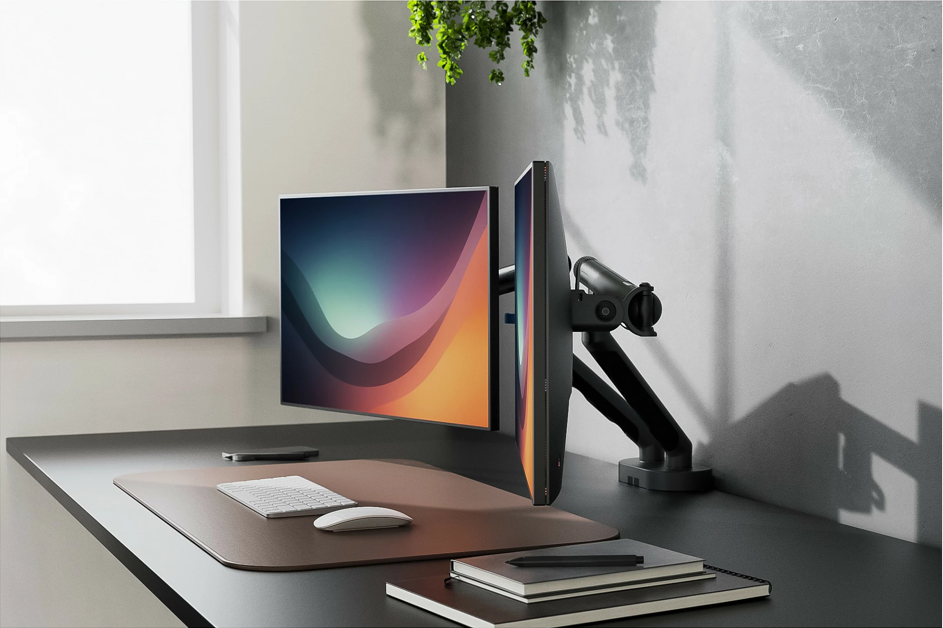 Mbajtëse monitori Digitus Dual Design, për 2 monitorë 35", VESA 75x75/100x100, clamp, e zezë