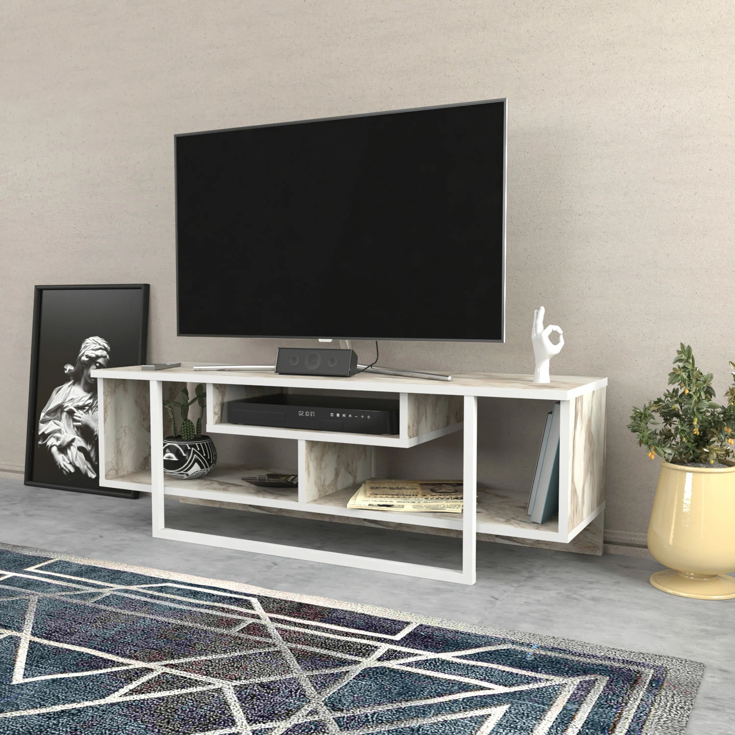 Komodë për TV Skye Decor, Asal 120, ngjyrë e bardhë