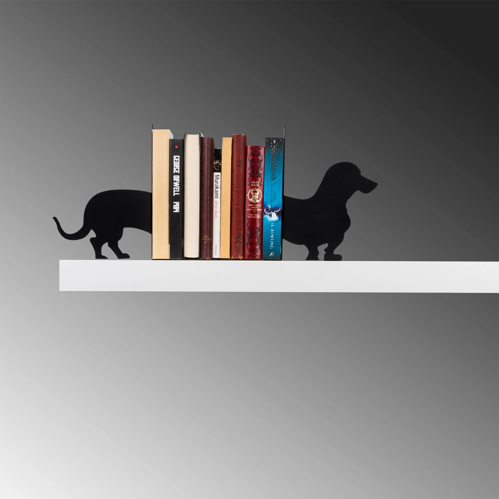 Mbajtëse librash metalike Aberto Design, e zezë, 43x14x22cm