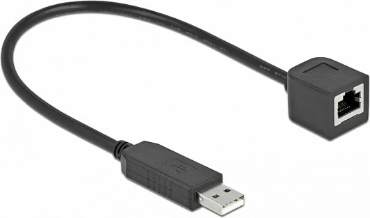 Kabllo konzole DeLOCK USB-A në RS-232 RJ45 (FTDI), 0.25 m, e zezë