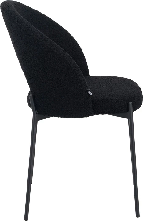 Karrige Masebo, pëlhurë bouclé, ngjyrë e zezë, këmbë metalike, 68x66x82.5cm