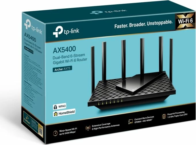 Router TP-Link Archer AX73 Wi‑Fi 6, 4x Gigabit LAN, 1x USB, 6 antena, i zi