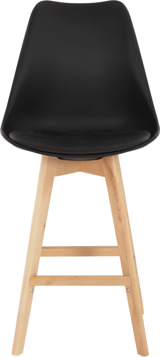 Karrige për bar VEGAS FH8000.22, lartësi mesatare, polipropilenë e zezë, dru ahu natyral, 47x58x103H cm, set prej 4 copash