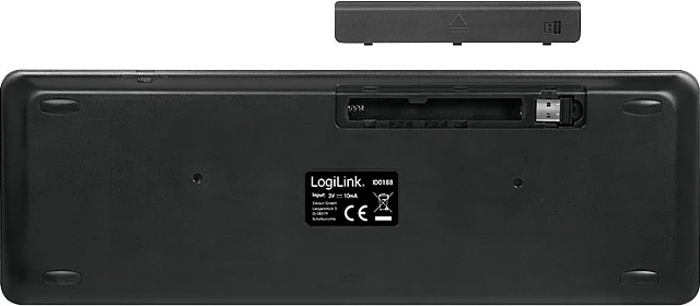 Tastierë wireless LogiLink me touchpad, 2.4 GHz, mini, USB nano receiver, QWERTZ, e zezë