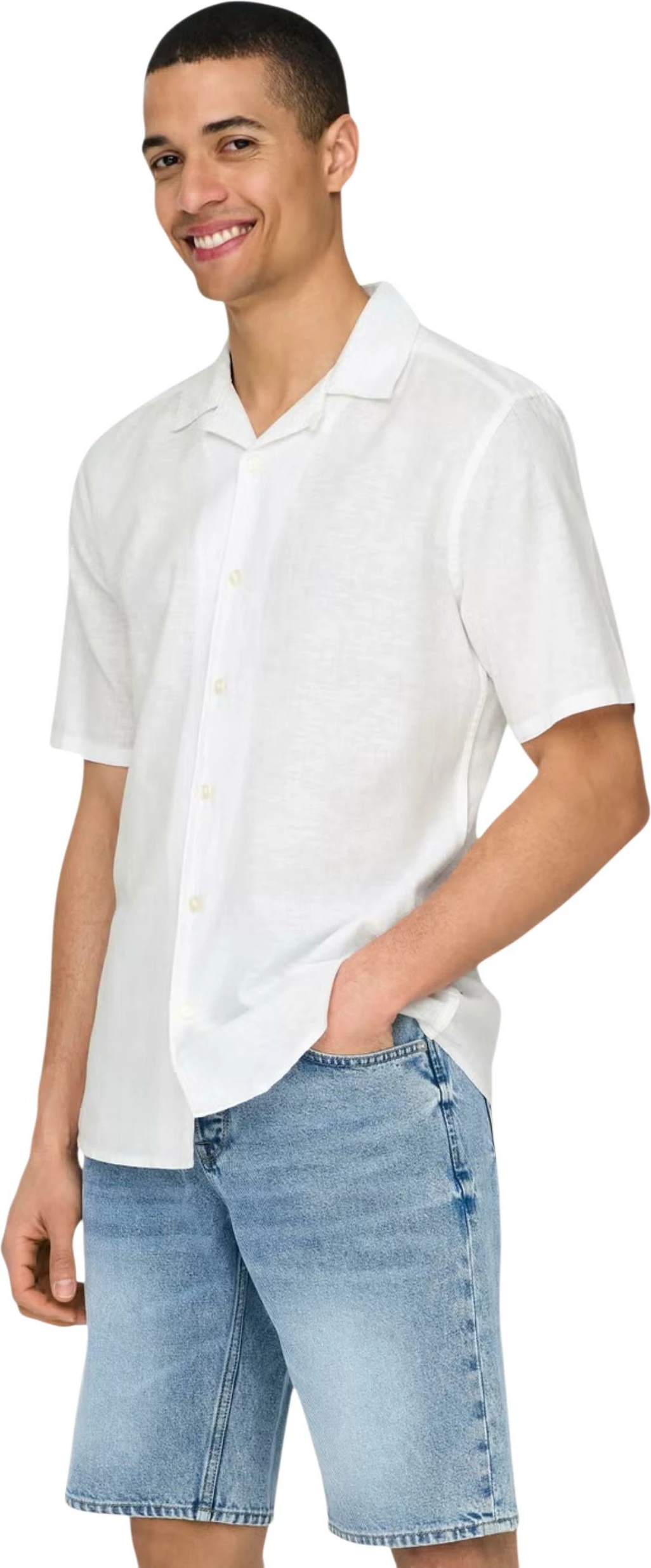 Këmishë me mëngë të shkurta Only & Sons ONSCAIDEN 22025116 për meshkuj, e bardhë [Madhësia: L]