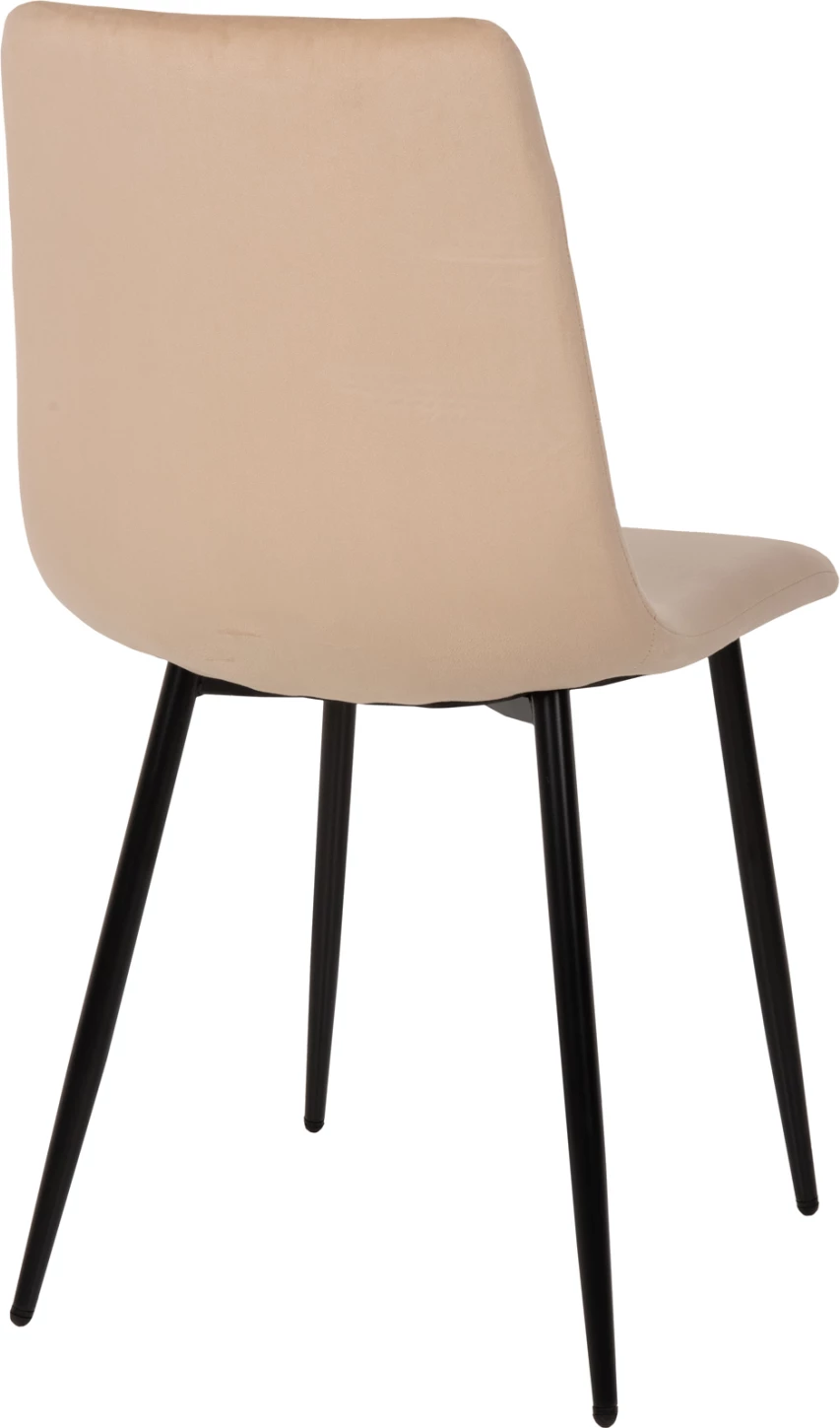 Karrige ngrënieje LATRELL FH8587.05, kadife ecru & këmbë metalike të zeza, 43x54x88H cm., set prej 4 copë