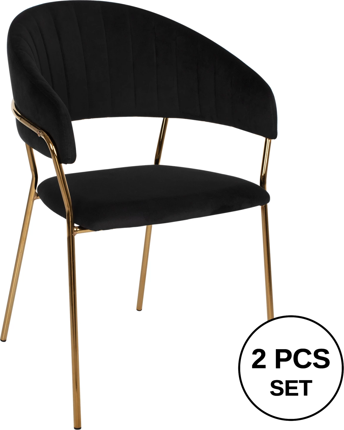 Karrige THEODORE FH8520.04 kadife e zezë dhe kornizë e artë 55Χ50Χ82Hcm., set prej 2 copë