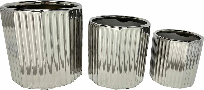 Set vazo argjendi prej qeramike, 3 copë, 18x18x18cm