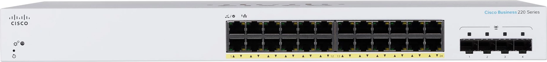 Cisco CBS220-24P-4G Ethernet i menaxhuar L2 Gigabit (10/100/1000) Fuqia mbi Ethernet (PoE) 1U Bardhë