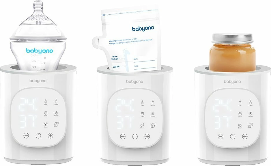 Ngrohës shisheje dhe sterilizues qumështi elektronik BabyOno 6-në-1 ONO-52483 200W, i bardhë, set me kapak + shportë + gotë matëse 80 ml