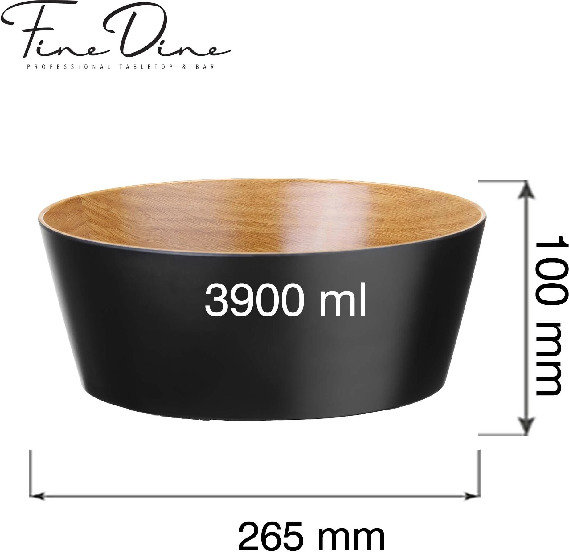 Tas bufeti Fine Dine Panama Black 3.9L 265x100mm, i zi