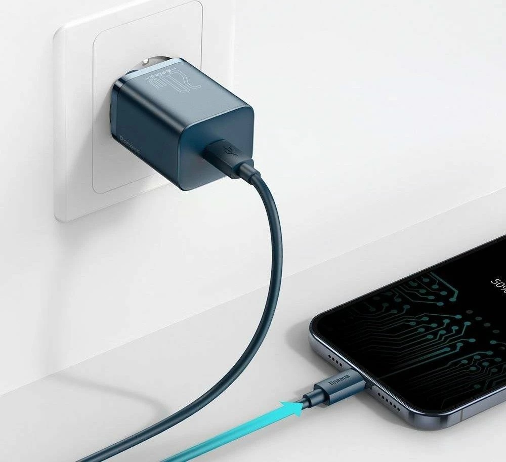 Karikues rrjeti Baseus Super Si BSU2699BLU 1x USB-C 20W/25W PD QC 3.0, kaltër