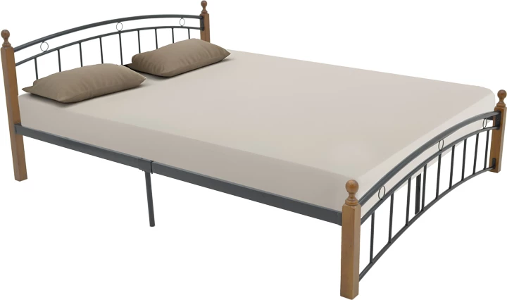 Krevat queen size Clarive ngjyrë arre dru-metal i zi 160x200cm