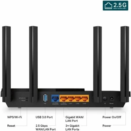Router TP-LINK Archer AX55 Pro, Wi‑Fi 6 AX3000 Dual Band, 2.5G port, Gigabit, USB 3.0, i zi