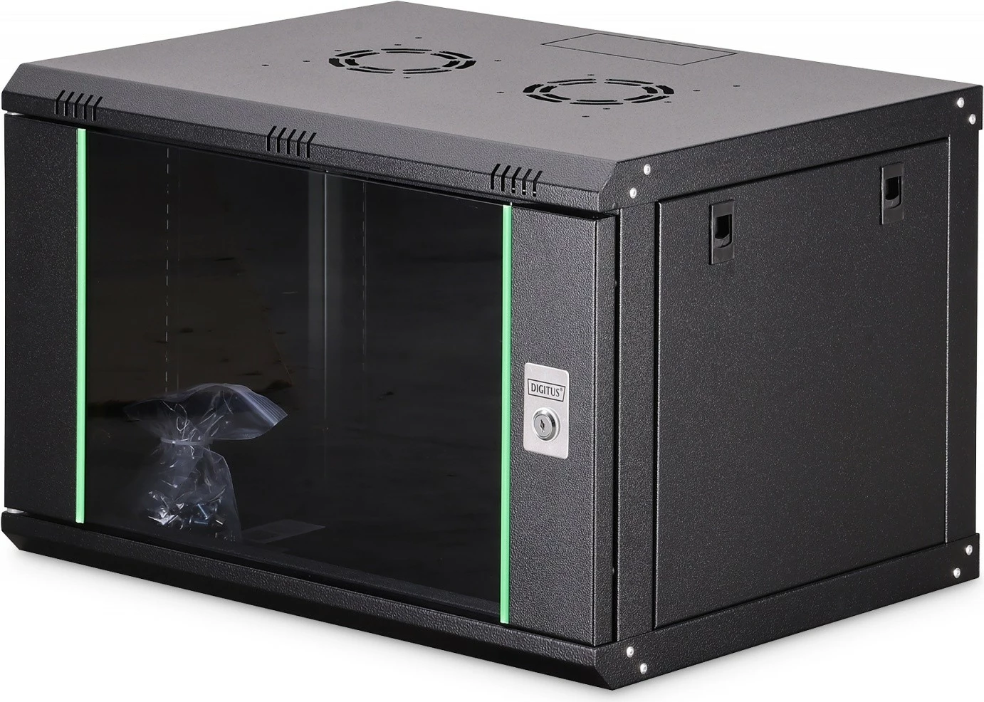 Kabinet rrjeti muror Digitus DN-37101 19" 7U 385x600x450 mm xhami IP20 60 kg montim në mur i pamoshëm, i pa-montuar, zi