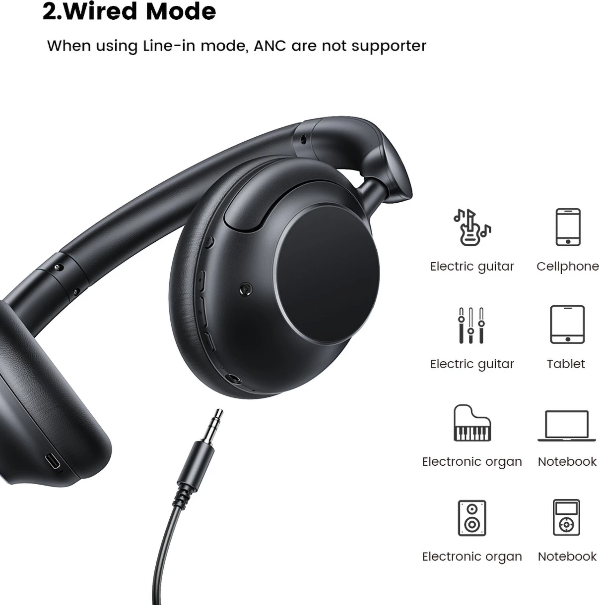 Kufje wireless Ugreen HP202 HiTune Max5 me ANC, Bluetooth 5.0, të zeza