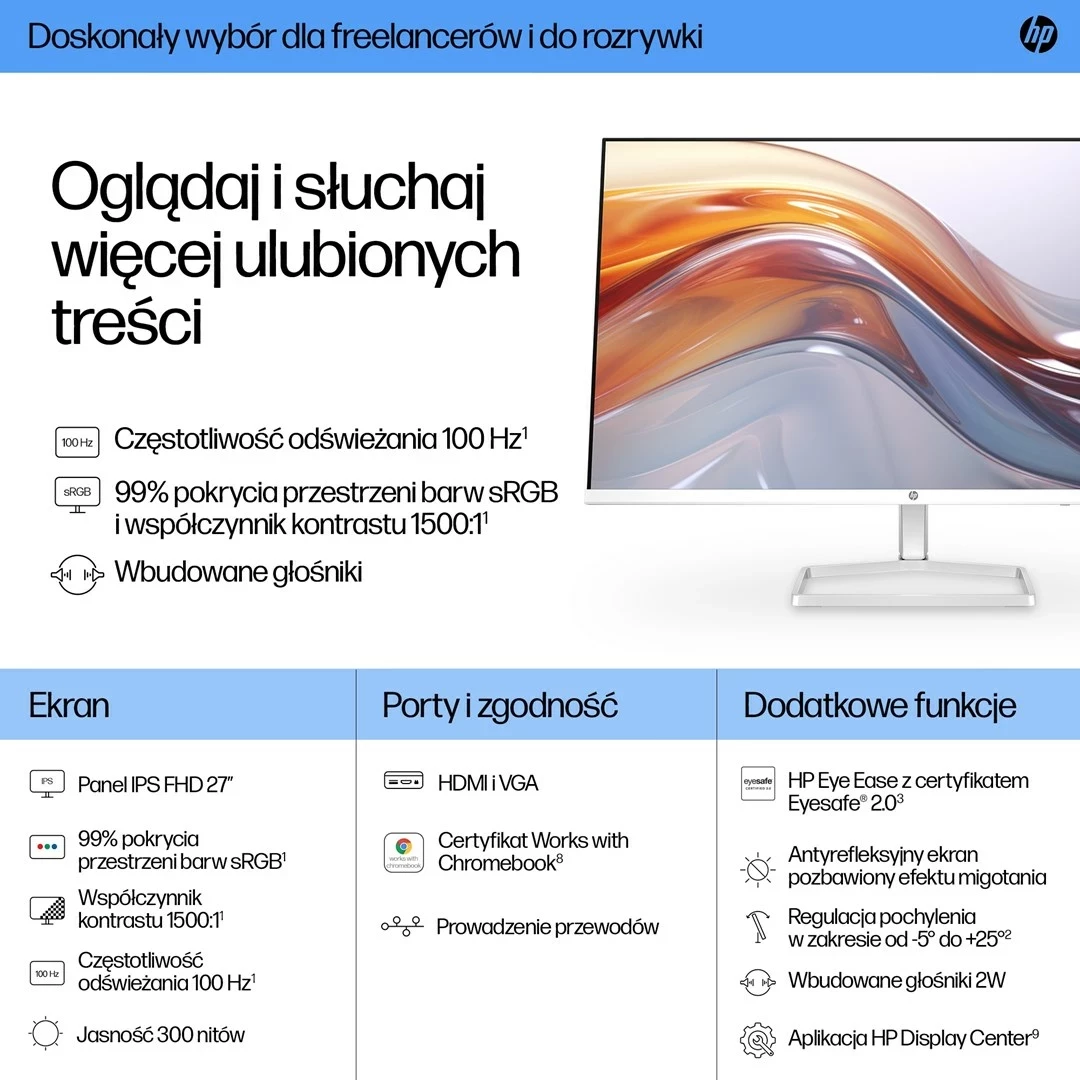 Monitor HP 27", FHD, me altoparlantë, 527sa, Argjendtë