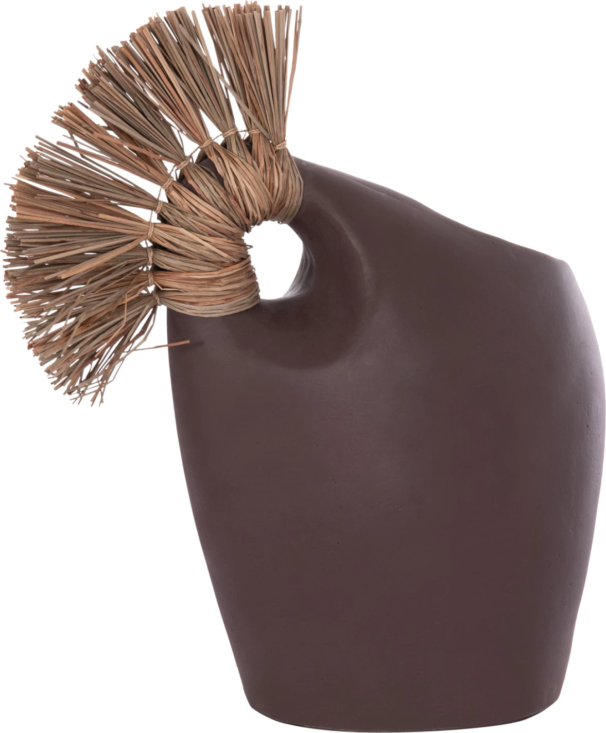 Vazo dekorative tavoline ALICA2, terrakotë, ngjyrë çokollate, bar i thatë, 44x18x50cm