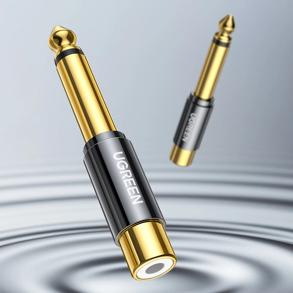 Adapter audio Ugreen AV169 80731, jack 6.35mm mashkull në RCA femër, ari