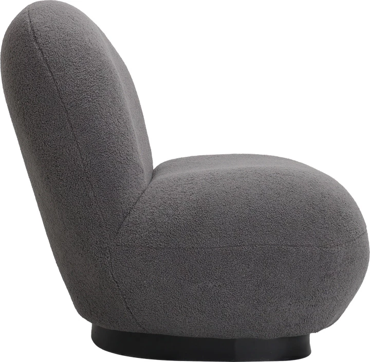 Fotel Rosalie, material teddy gri i errët, bazë e zezë, 85x82x77cm