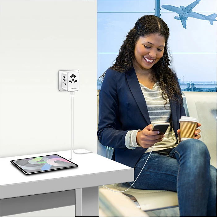 Karikues udhëtimi LogiLink, 20W GaN, 3 porta (1x USB-C PD, 2x USB-A QC), i bardhë