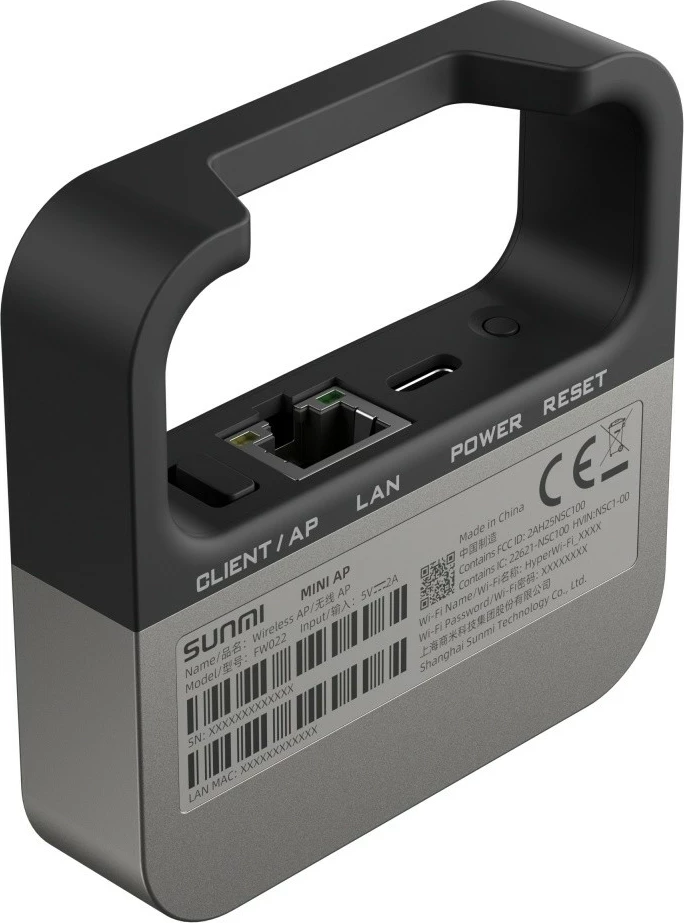 Pikë aksesi Wi‑Fi Sunmi C15004005 802.11ah Hyper Wi‑Fi, WPA3, 1x Ethernet 10/100, USB‑C, AP/Client, e zezë/gri